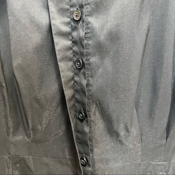 Ann Taylor Black Button Up Dress Cap Sleeve Size 4 Classic Neutral - Picture 7 of 11